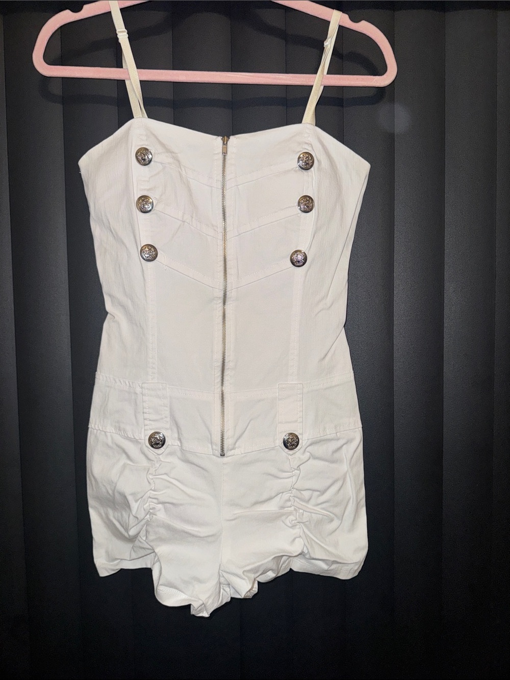 Women’s  White Button-Front One Piece Comfortable Stretch Romper